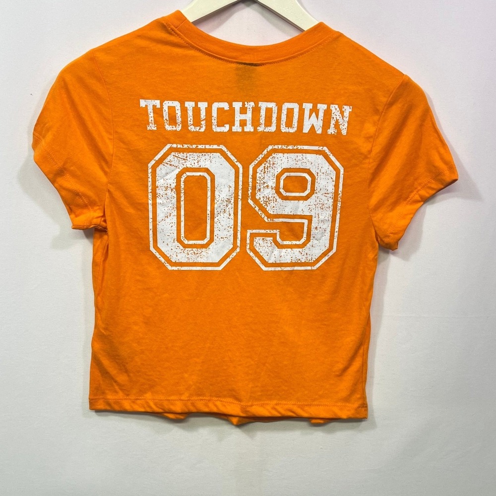 Wild Fable Womens Orange Touchdown 09 Cropped Baby Tee Game Day Graphic M NWT